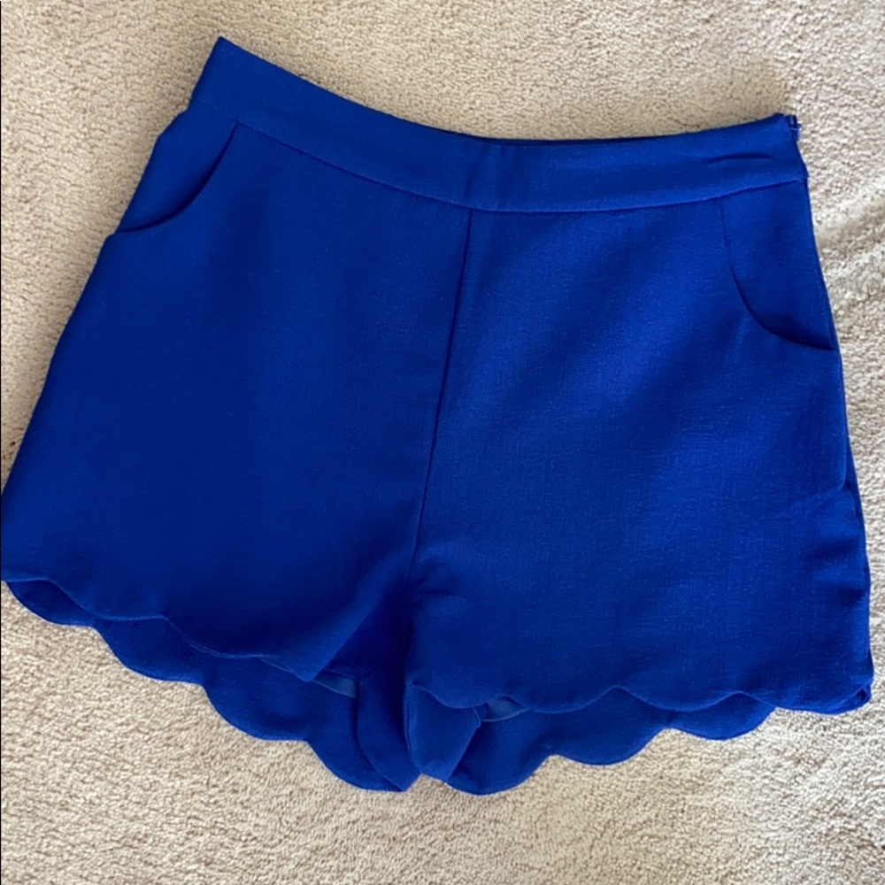 Blue Rain Women's Royal Blue Scalloped Shorts